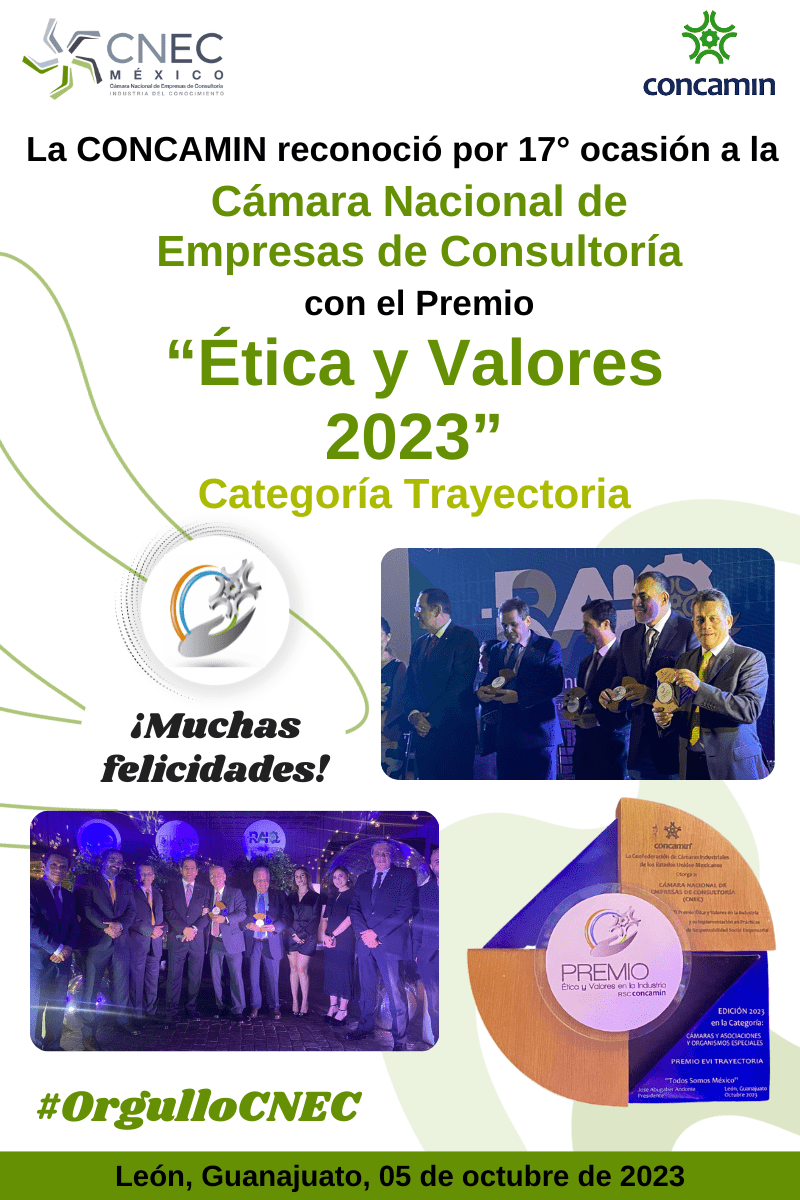 Recibe la CNEC el Premio Ética y Valores 2023 de la CONCAMIN